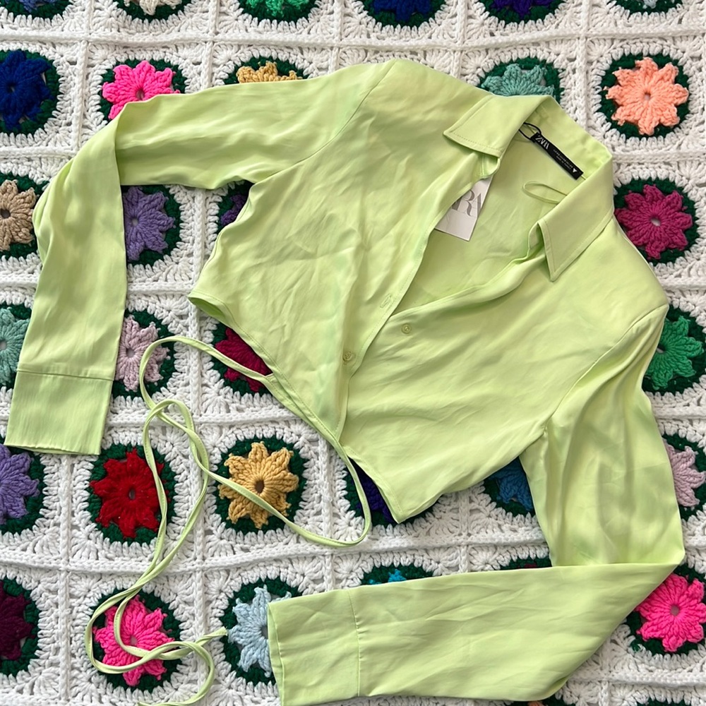 Zara Cropped collared Top